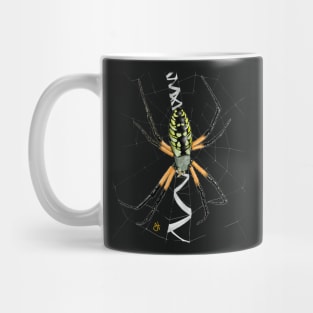 Black and Yellow Garden Spider on Web Mug